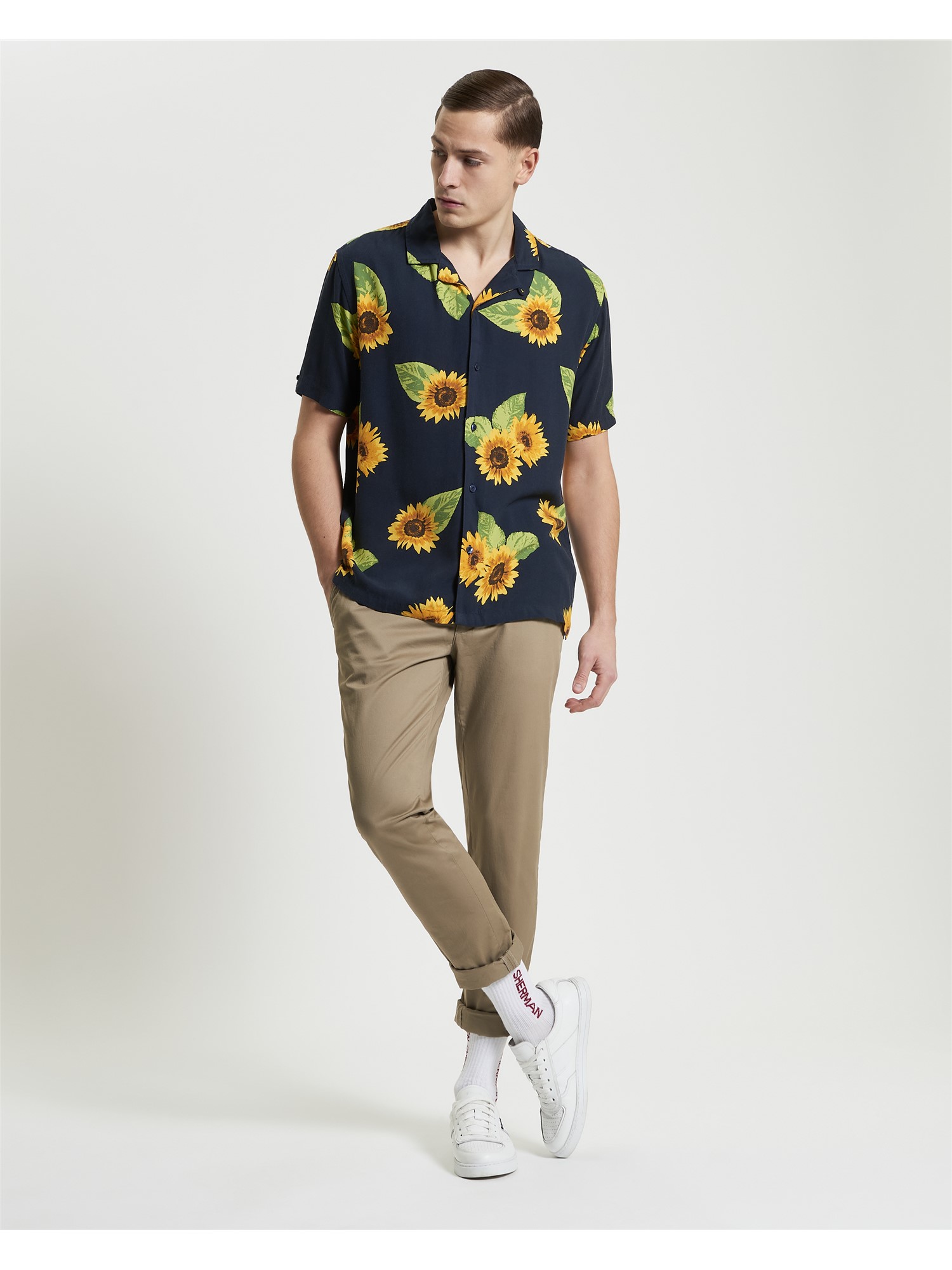 Short Sleeve Sunflower Print Shirt