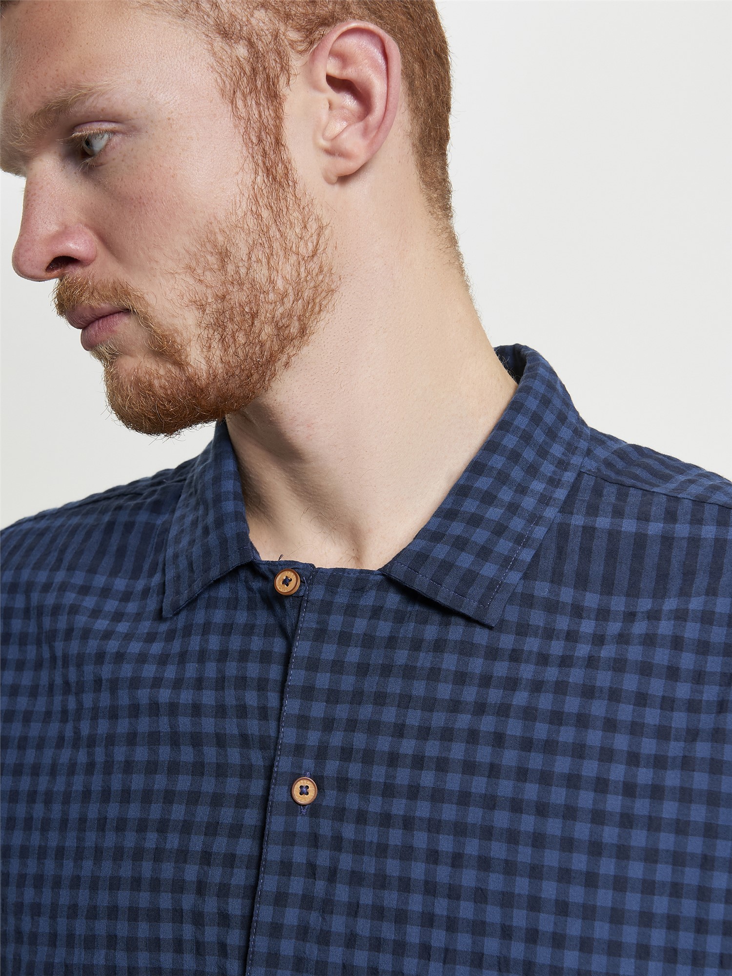 Short Sleeve Seersucker Gingham Shirt