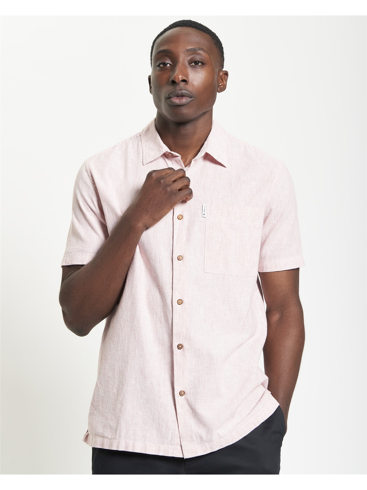Short Sleeve Ticking Stripe Shirt
