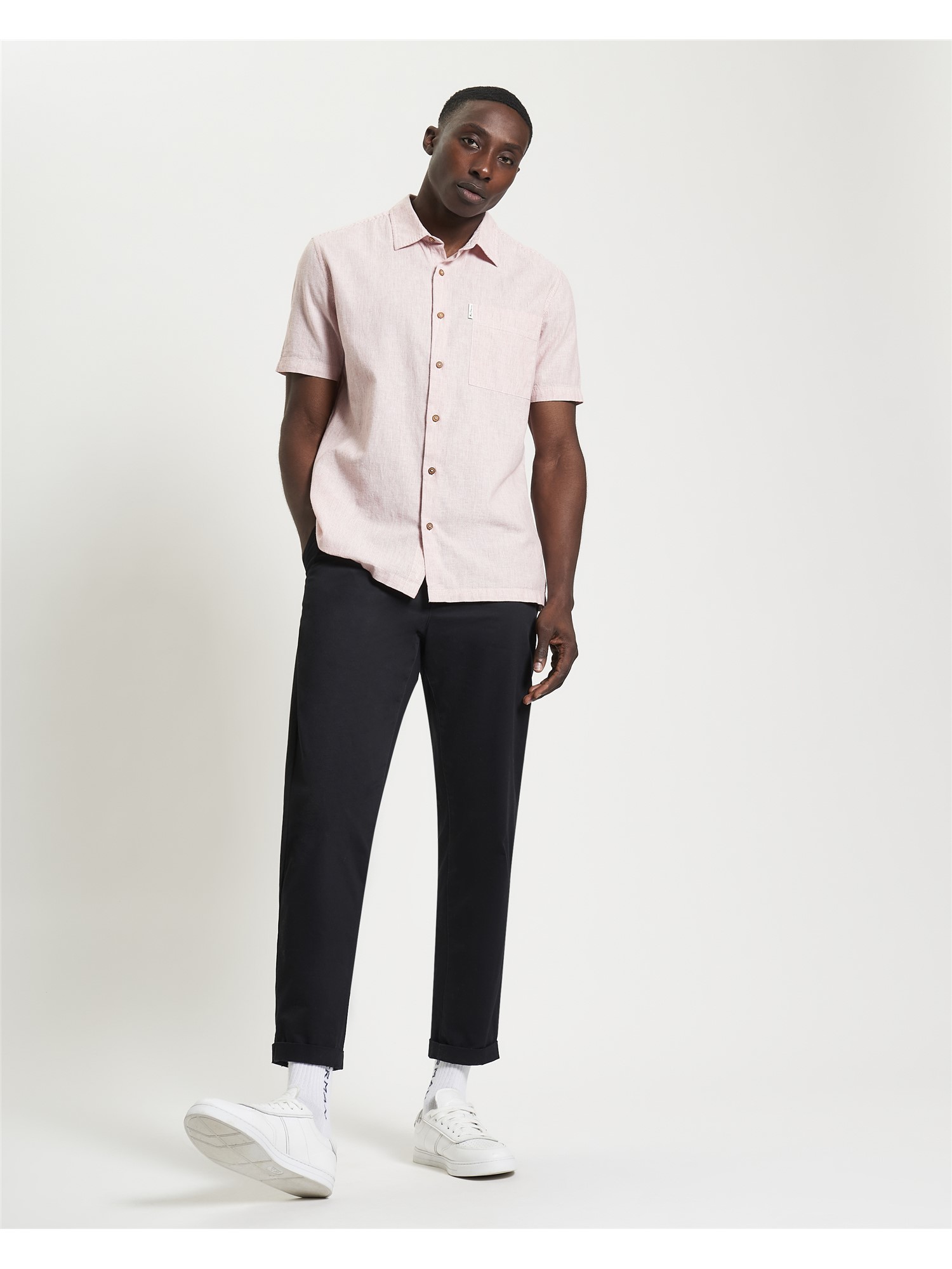 Short Sleeve Ticking Stripe Shirt