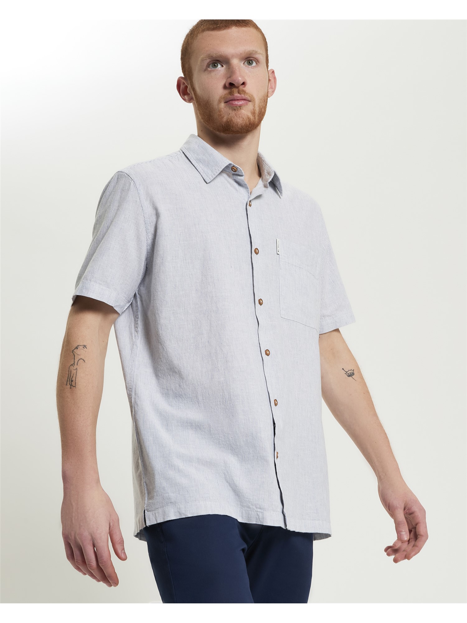 Short Sleeve Ticking Stripe Shirt