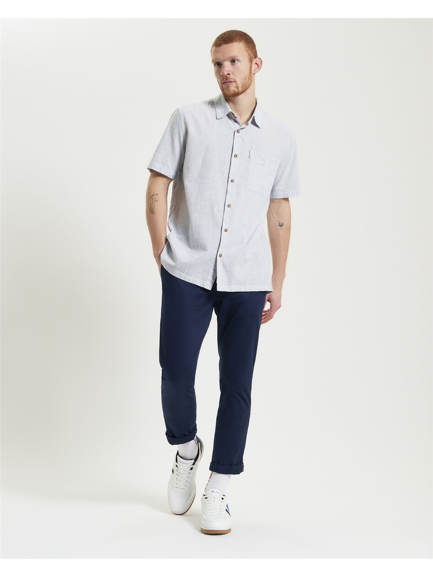 Short Sleeve Ticking Stripe Shirt