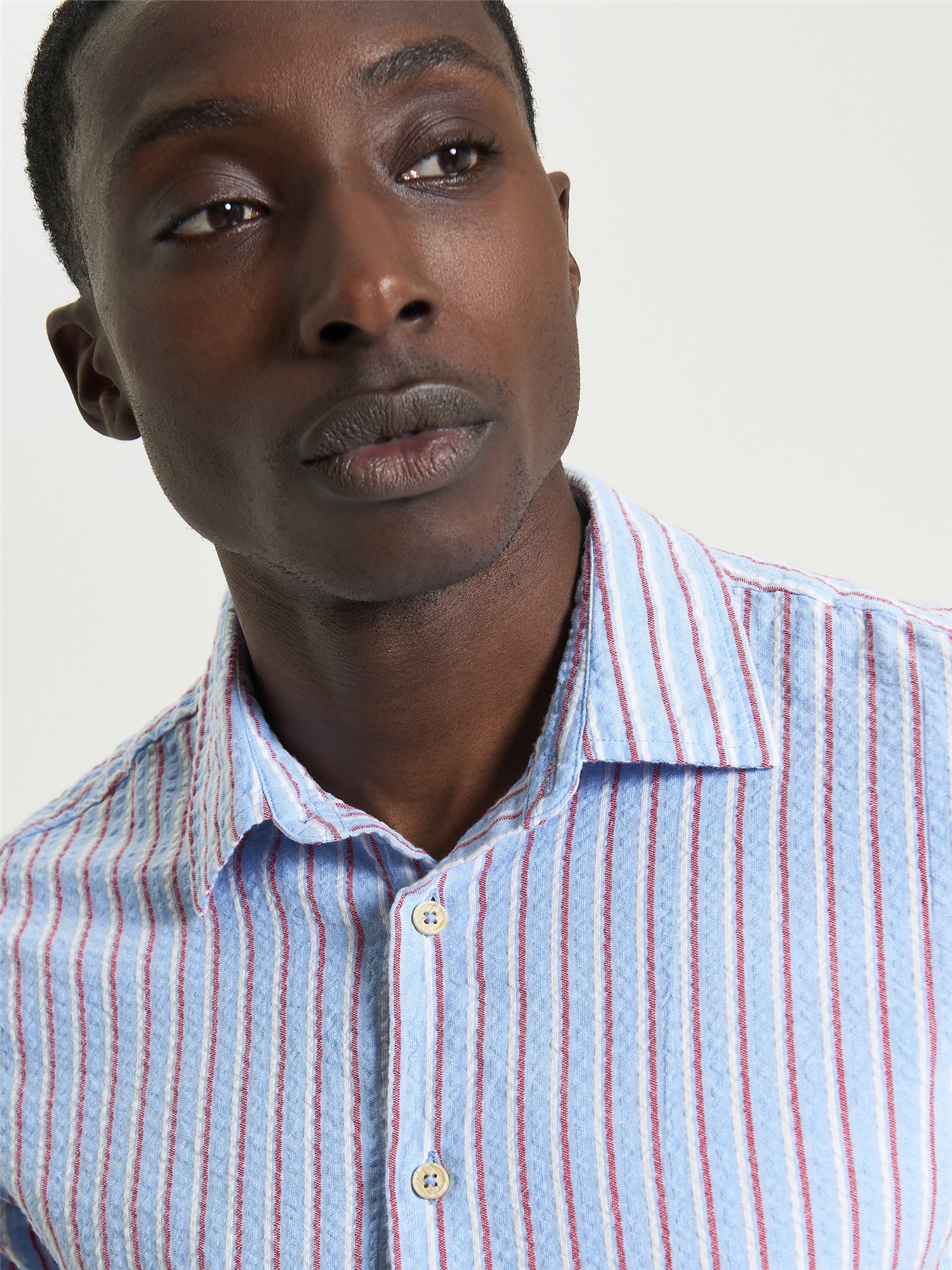 Short Sleeve Seersucker Stripe Shirt