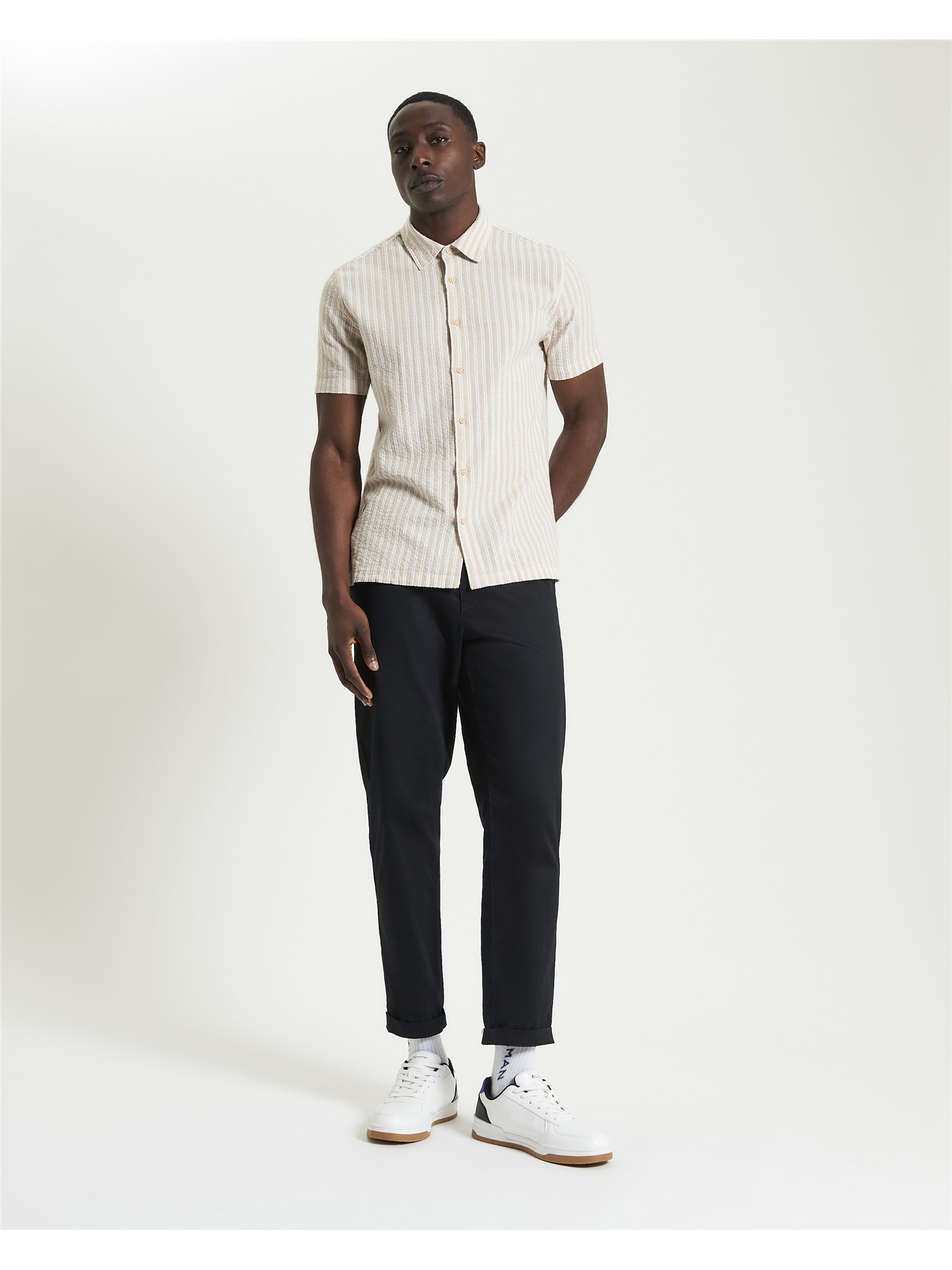 Short Sleeve Seersucker Stripe Shirt