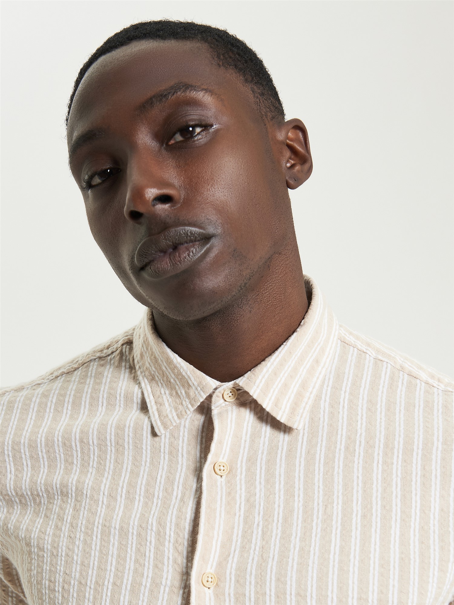 Short Sleeve Seersucker Stripe Shirt