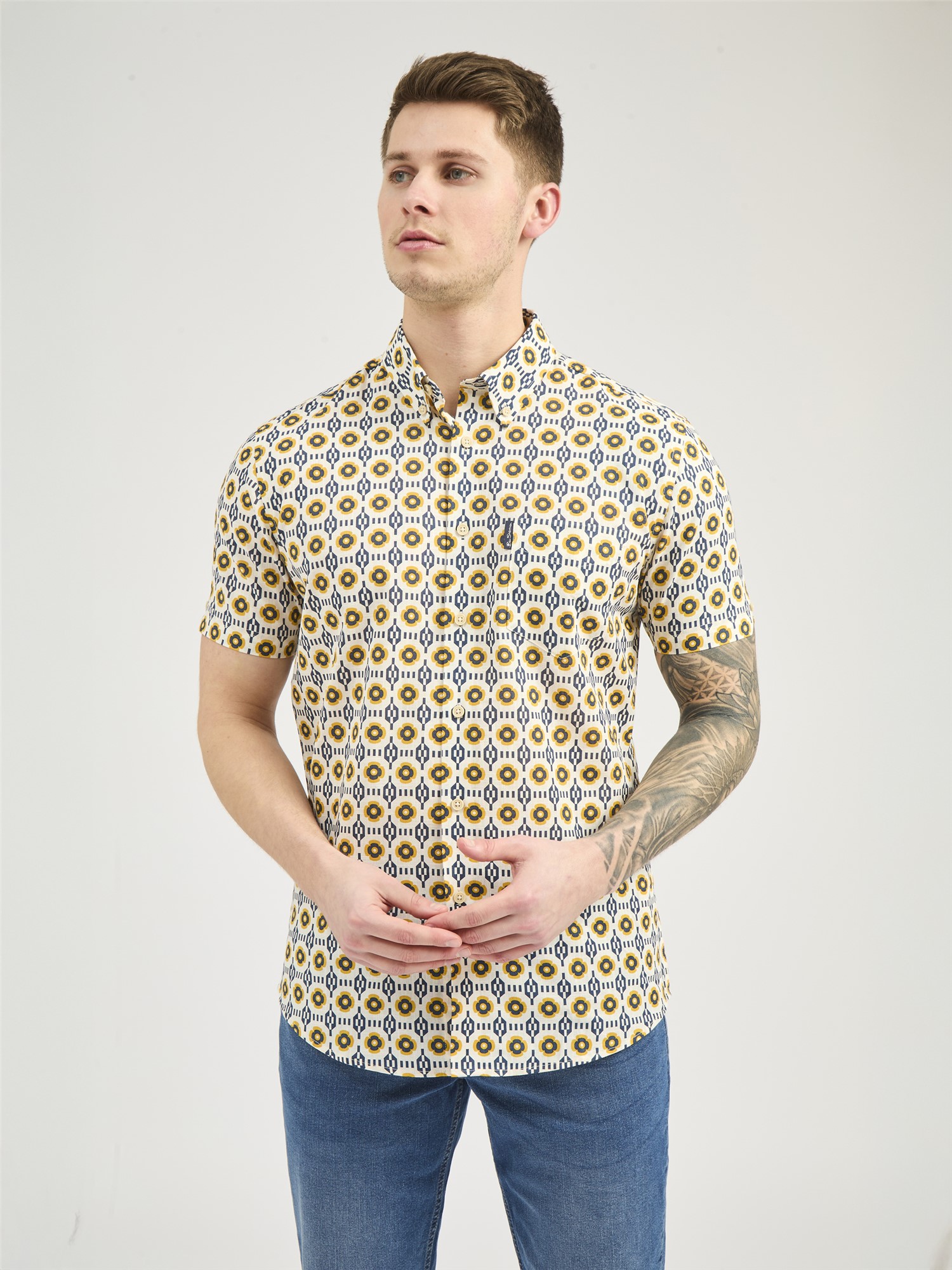 Block Checkerboard Floral Shirt