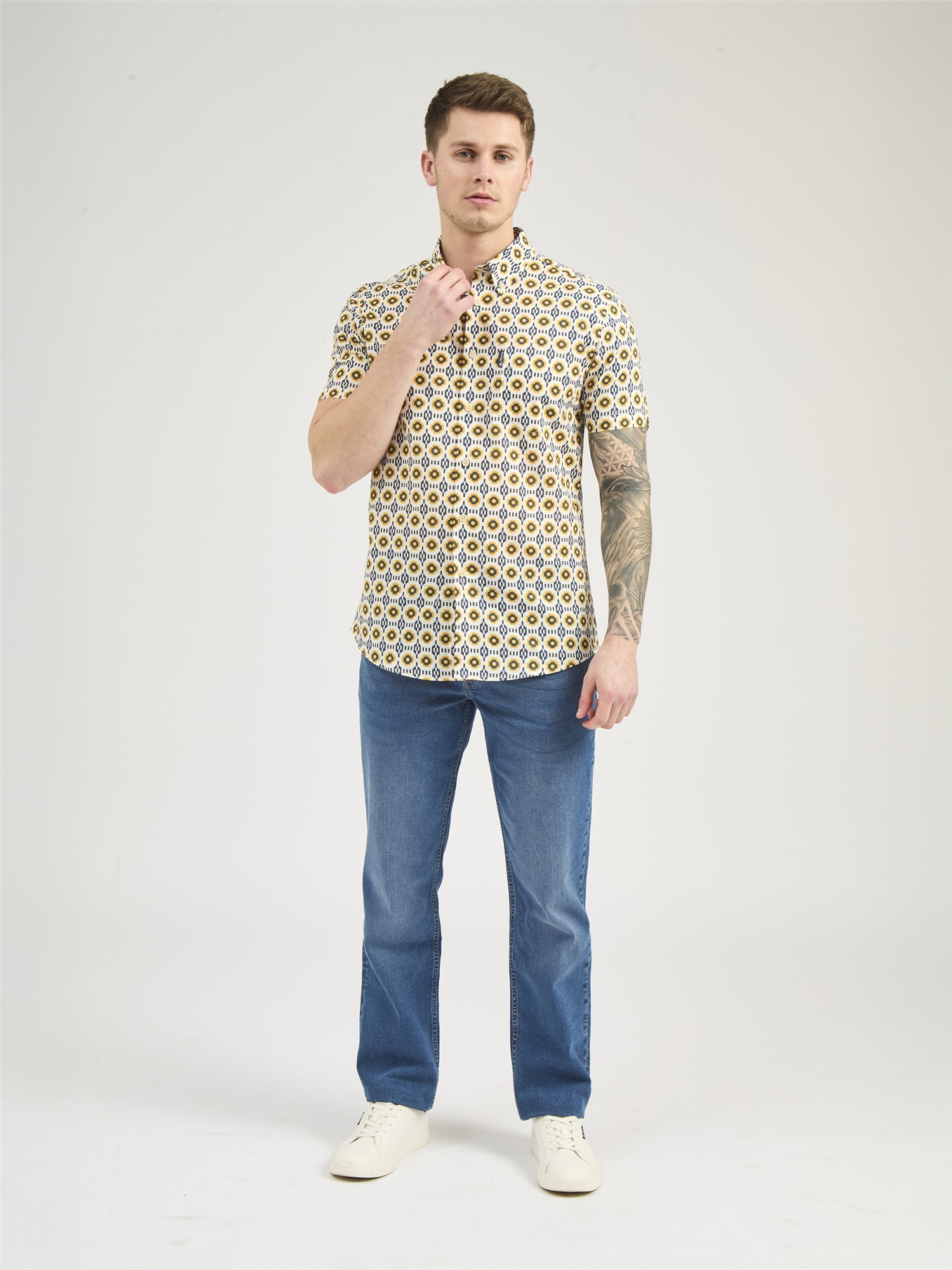 Block Checkerboard Floral Shirt