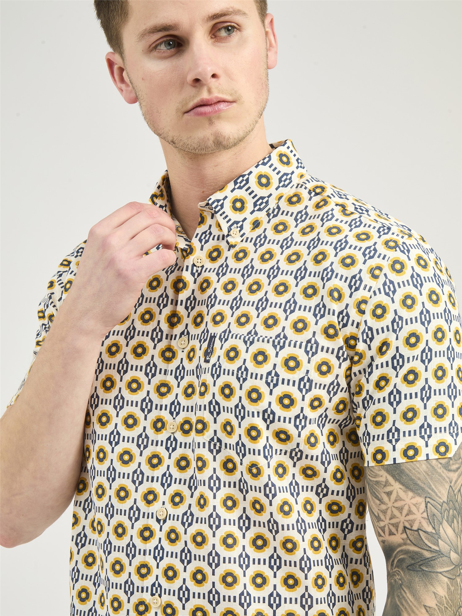 Block Checkerboard Floral Shirt