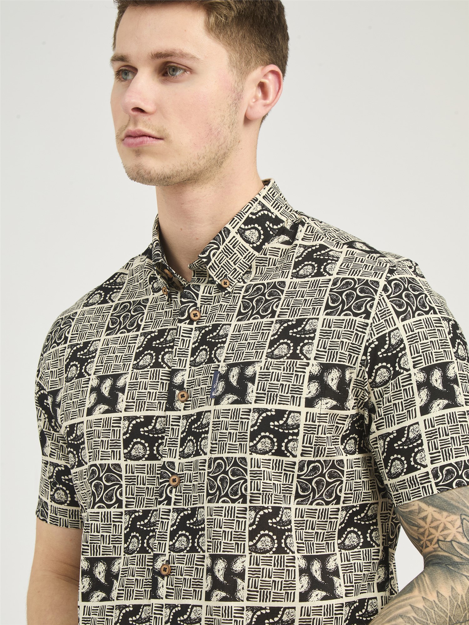 Block Checkerboard Paisley Shirt