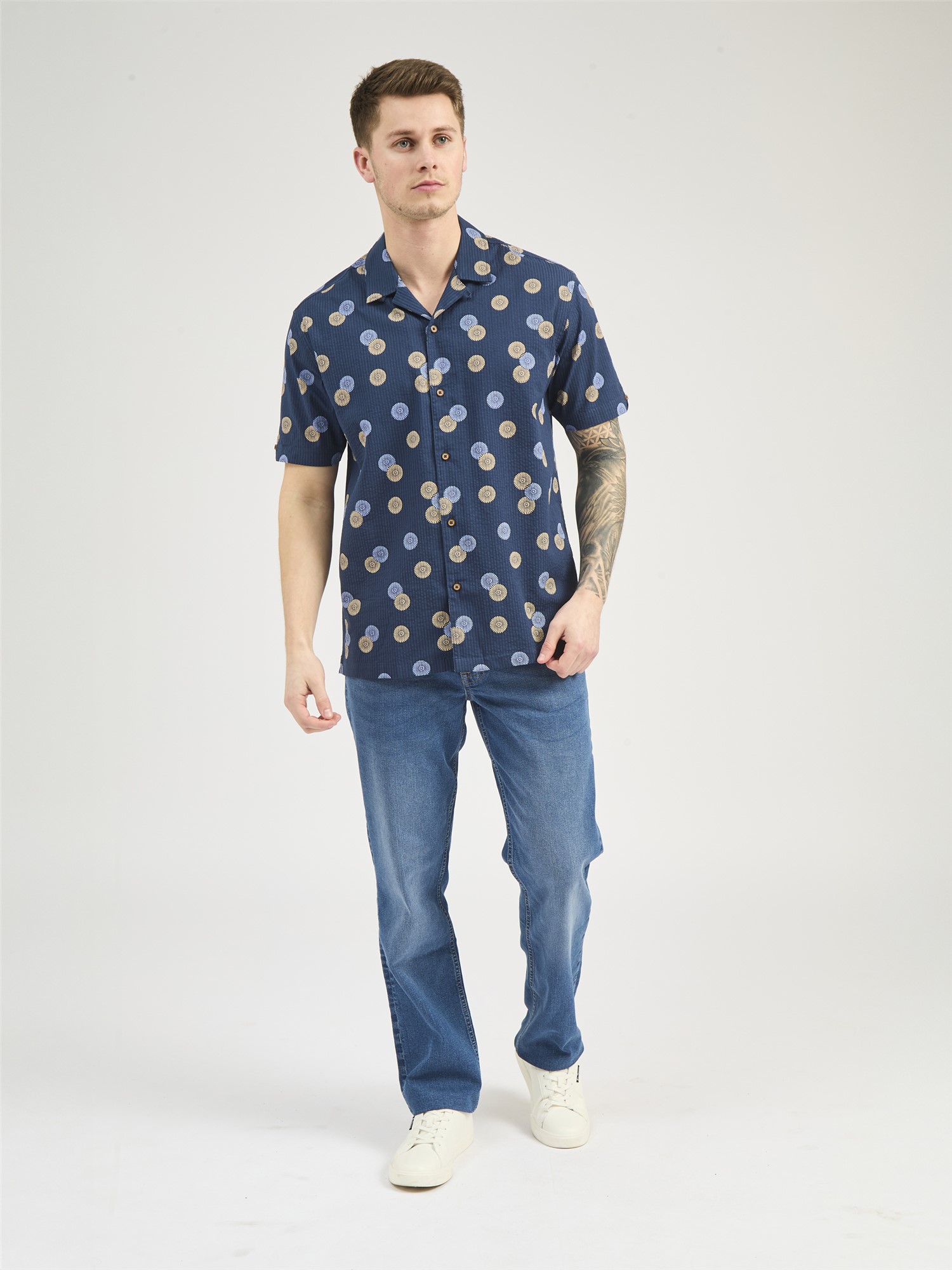 Short Sleeve Seersucker Floral Shirt