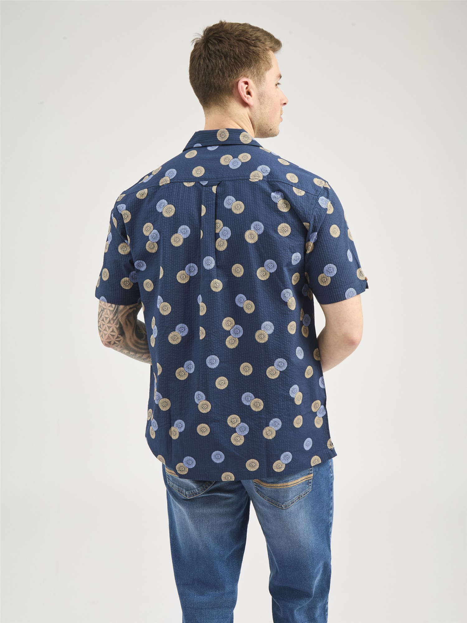 Short Sleeve Seersucker Floral Shirt