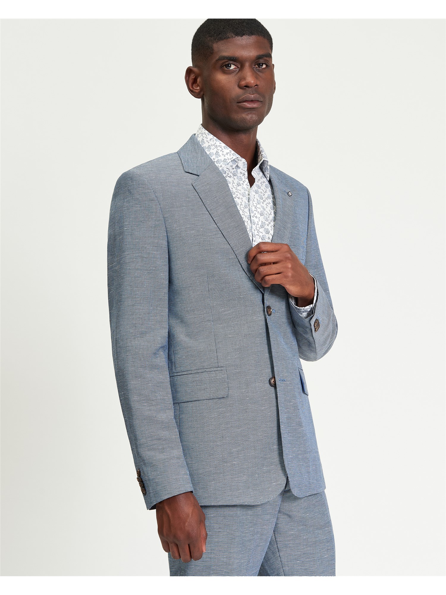 Puppytooth Linen Blend Blazer