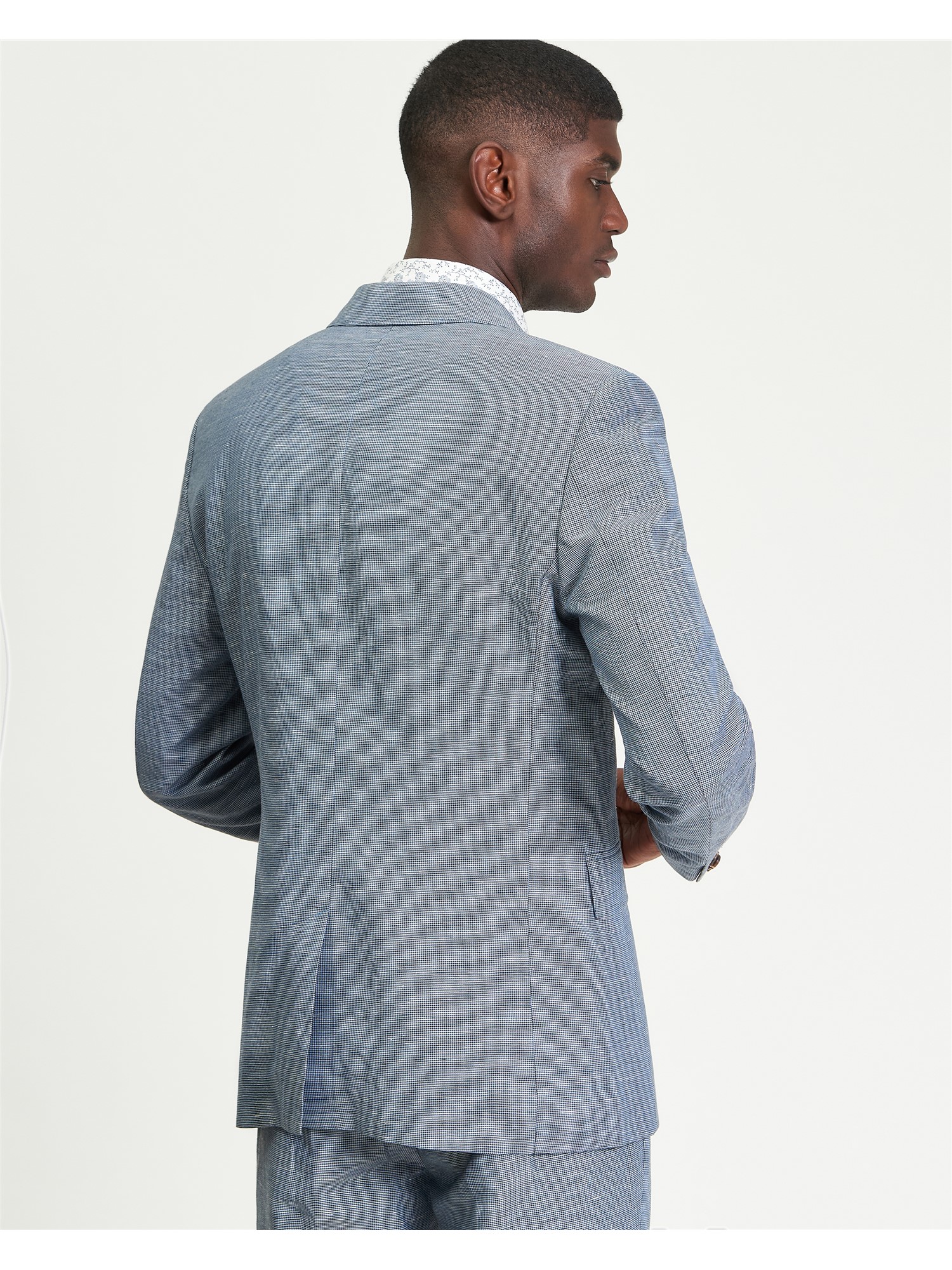 Puppytooth Linen Blend Blazer