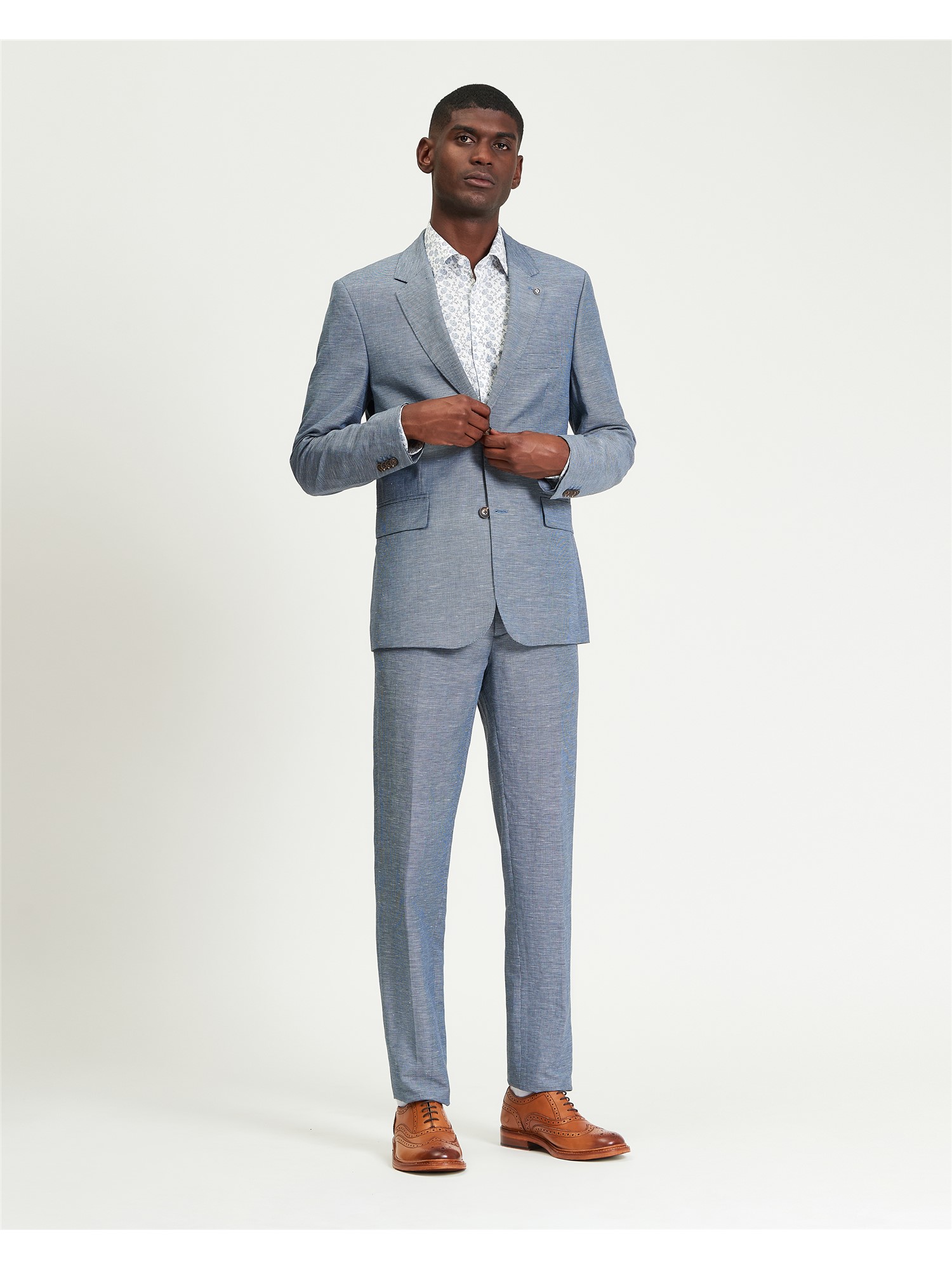 Puppytooth Linen Blend Blazer