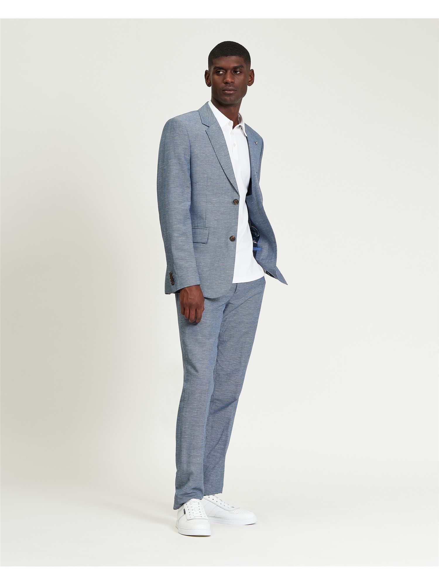 Puppytooth Linen Blend Trouser
