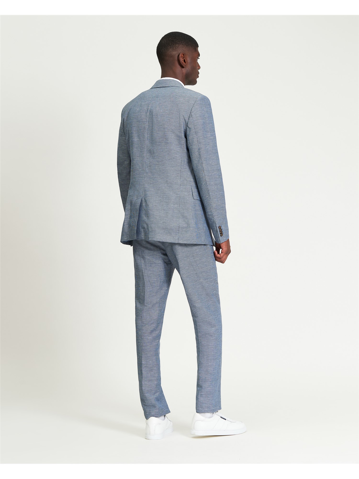 Puppytooth Linen Blend Trouser