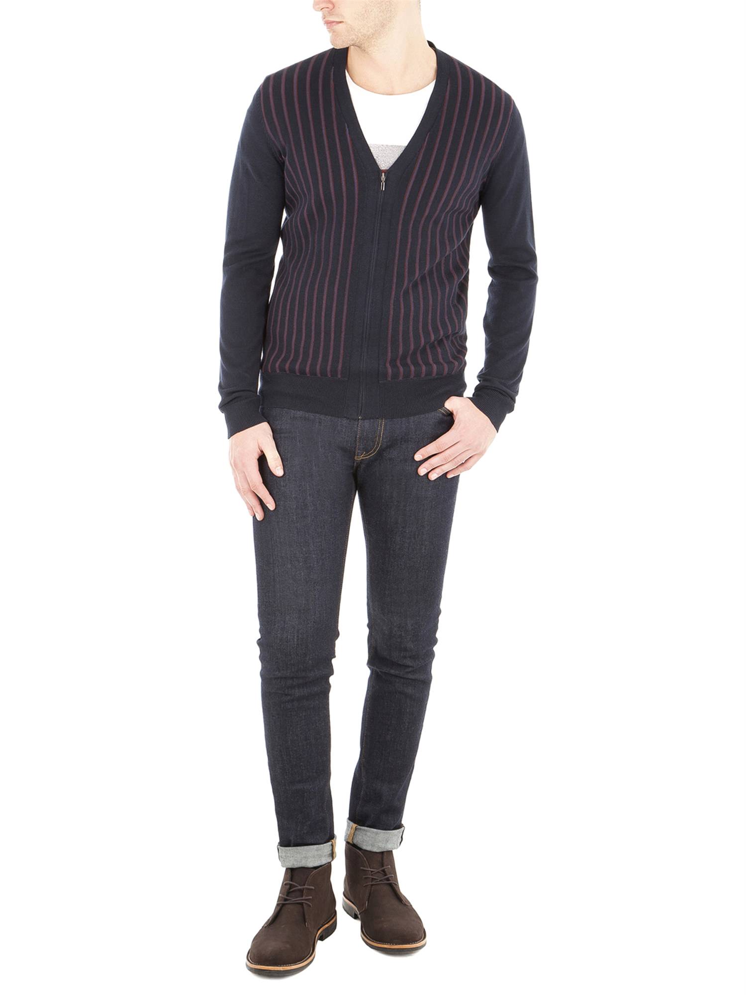 Pinstripe Zip Cardigan