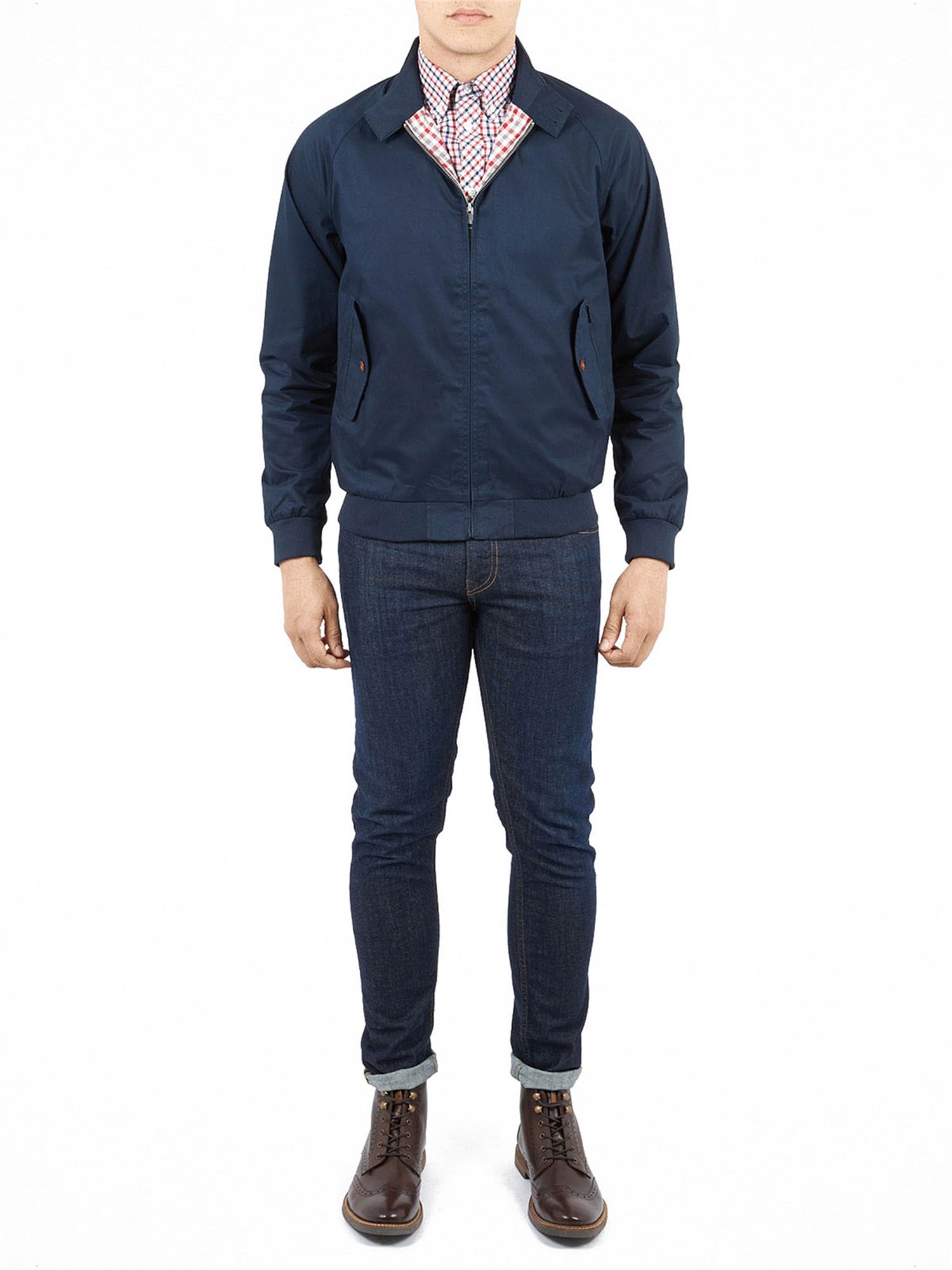 Men s Navy Blue Harrington Jacket Ben Sherman Est 1963