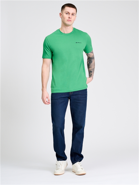 Embroidered Logo Tee in Bright Green