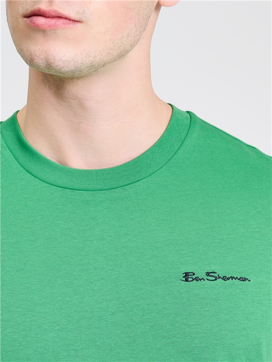 Embroidered Logo Tee in Bright Green