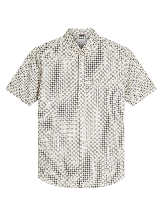 Short Sleeve Block Geo Print Shirt