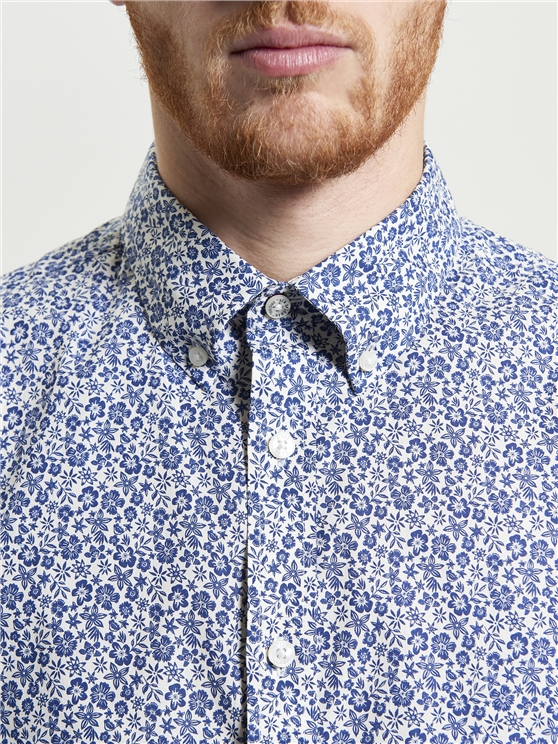 Mono Floral Print Organic Cotton Shirt