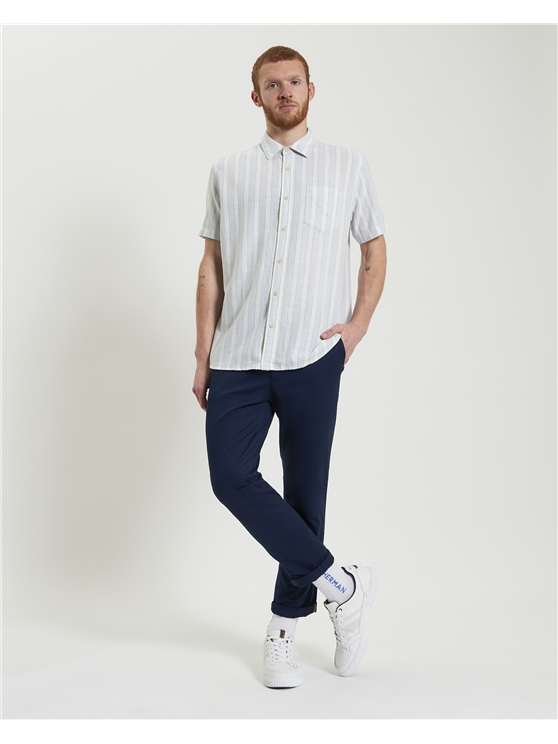 Short Sleeve Candy Stripe Shirt in Dusky Blue