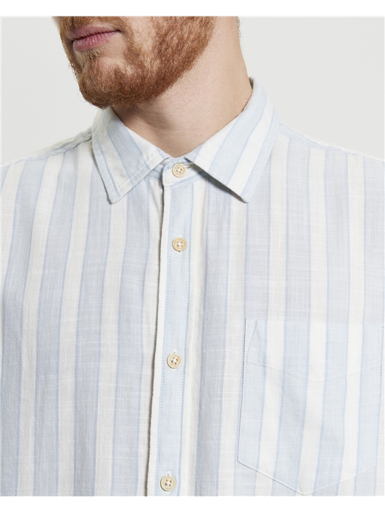 Short Sleeve Candy Stripe Shirt in Dusky Blue