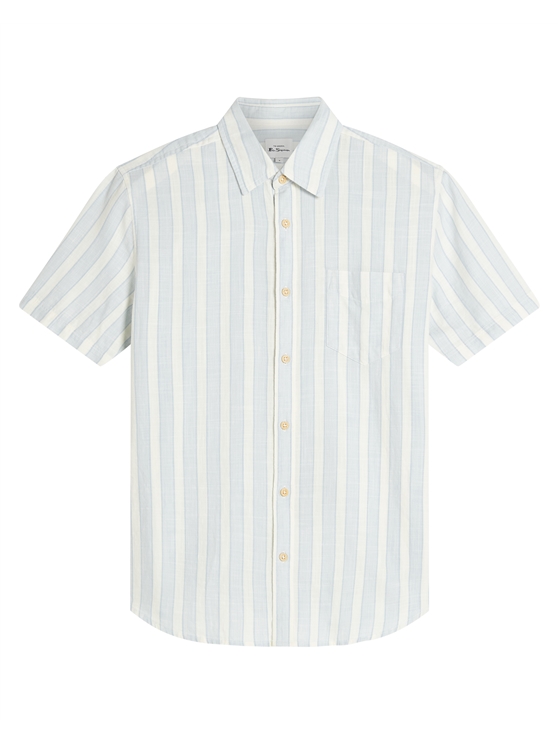 Short Sleeve Candy Stripe Shirt in Dusky Blue