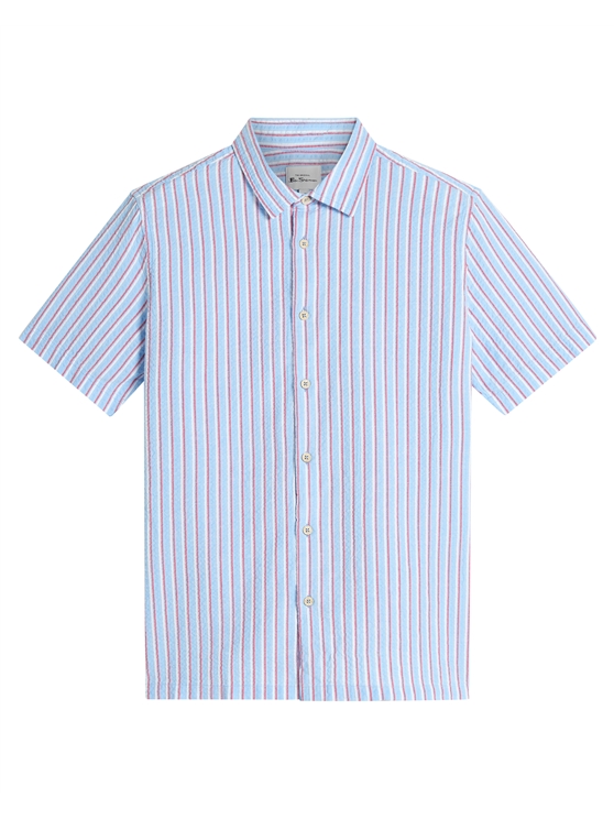 Short Sleeve Seersucker Stripe Shirt