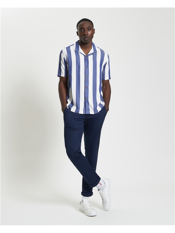 Short Sleeve Viscose Stripe Shirt