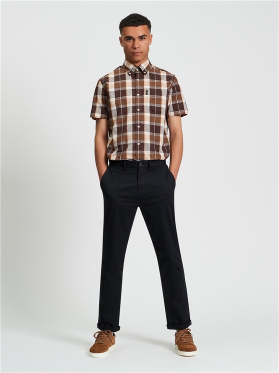 【BAON】[unisex] Weka Hood String Check Short Sleeve Shirt Kitanica Short Sleeve Vented Shirt – Breathable & Durable