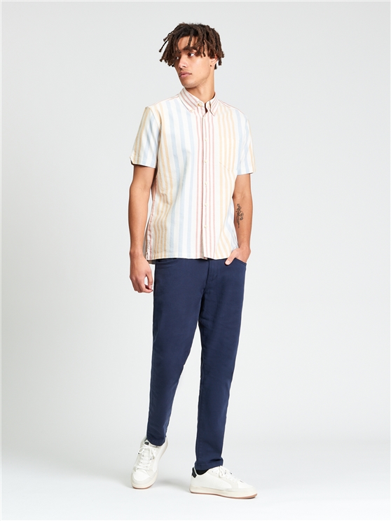 Short Sleeve Multicolour Oxford Stripe Shirt