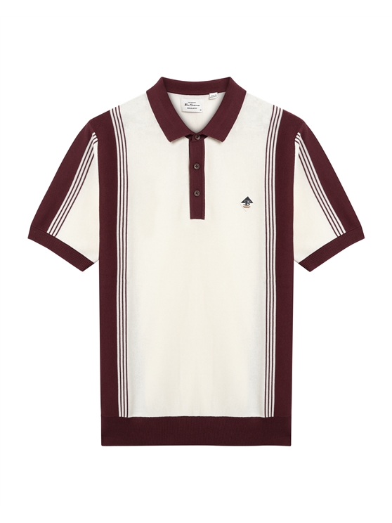 Short Sleeve Colour Block Sport Polo in Ivory