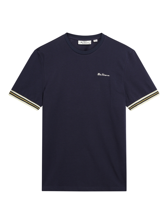 Pique Tipped Tee in Dark Navy