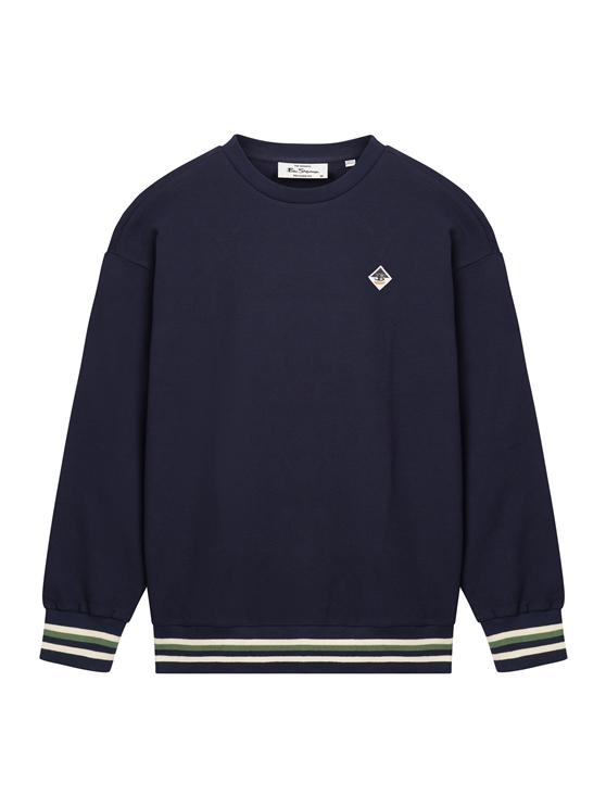 Textured Crew Neck in Dark Navy