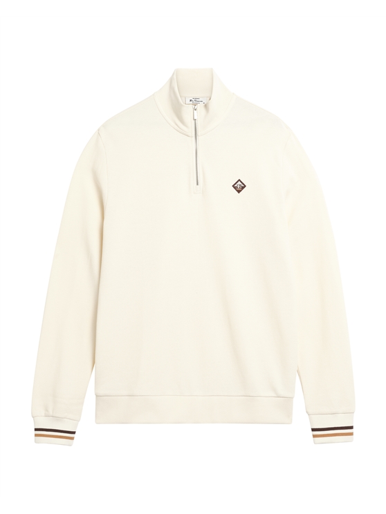 Textured Half Zip in Oyster White