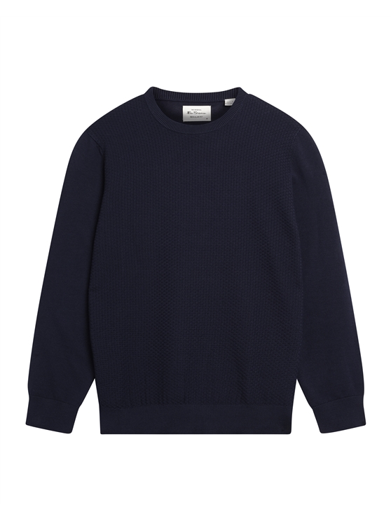 Textured Front Crew Neck in Dark Navy