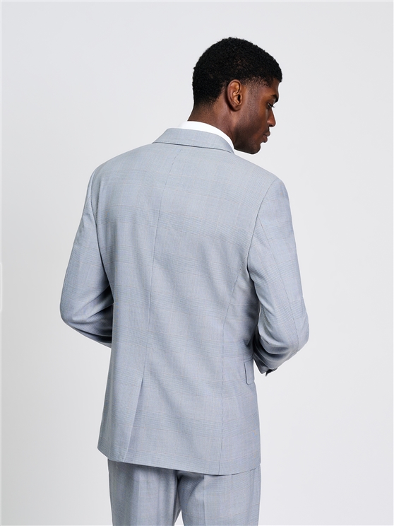 Prince Of Wales Wool Check Jacket in Light Blue