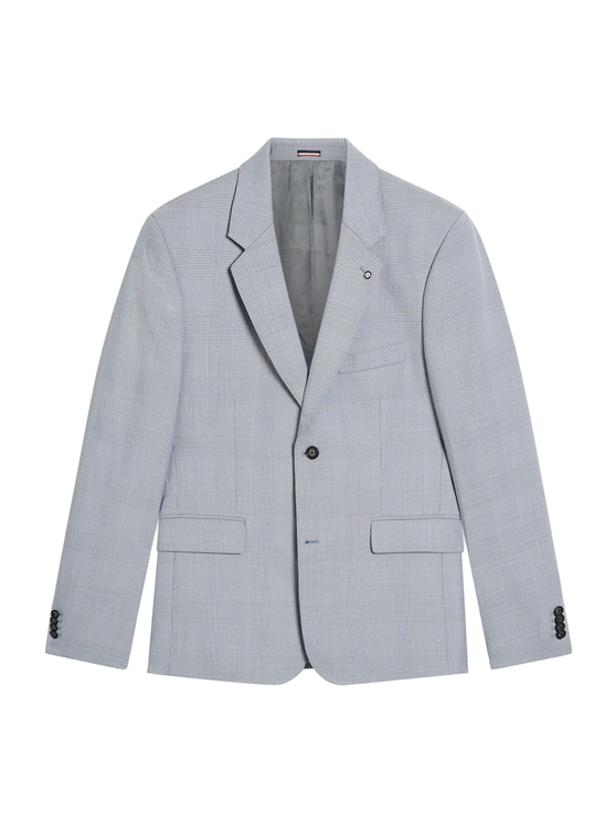 Prince Of Wales Wool Check Jacket in Light Blue