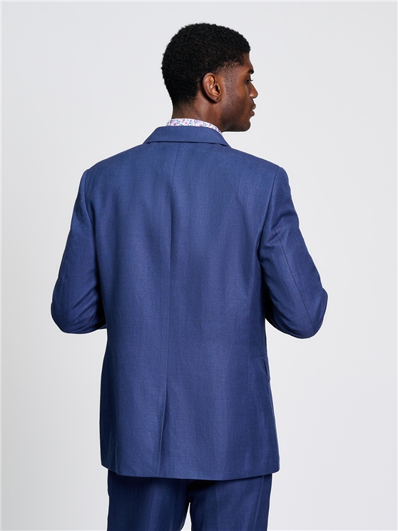Textured Linen Blend Jacket in Blue