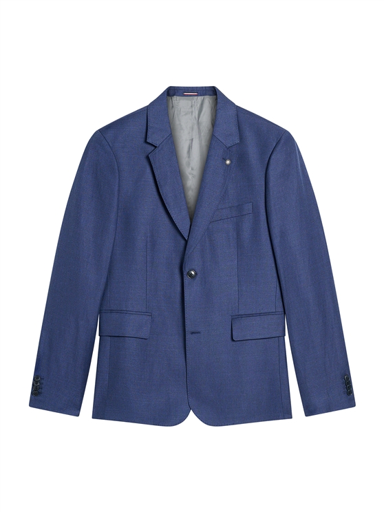 Textured Linen Blend Jacket in Blue