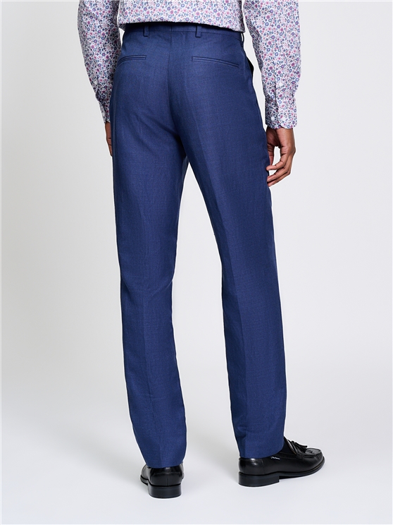 Textured Linen Blend Trousers in Blue