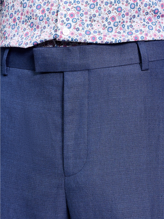 Textured Linen Blend Trousers in Blue