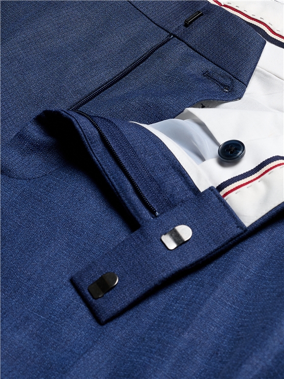 Textured Linen Blend Trousers in Blue