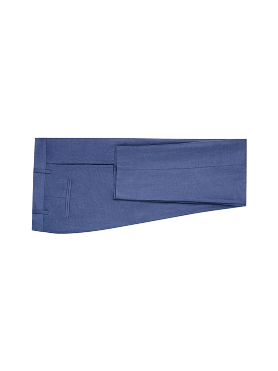 Textured Linen Blend Trousers in Blue