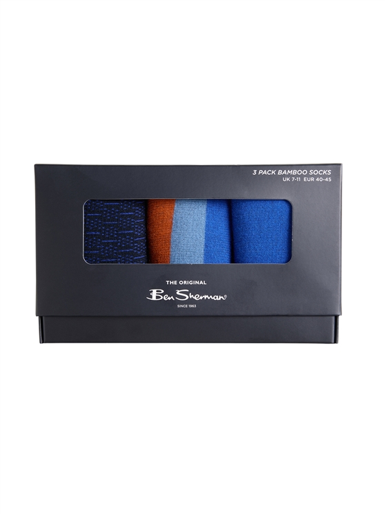 3 Pack Mod Stripe Sock in Cobalt