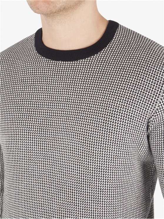 Micro Gingham Crew Neck Jumper